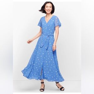 Talbots Blue Floral Midi Dress